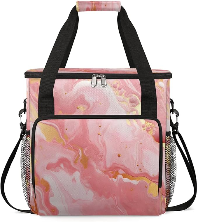 Pink Gold Marble Coffee Maker Carrying Bag for Keurig K-Mini or K-Mini Plus Storage Portable Coffee Maker Travel Bag