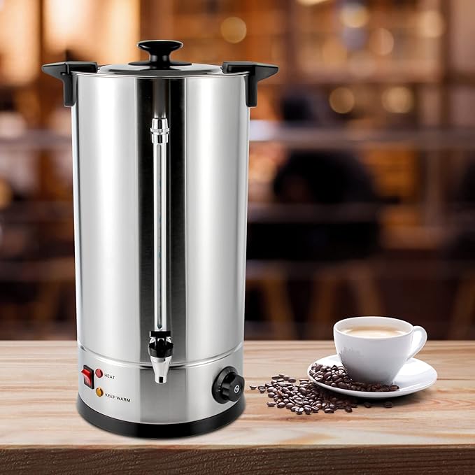 Commercial Grade Stainless Steel Coffee Urn &amp Hot Water Dispenser – 12L 15L 25L Capacity 1KW/1.4KW 110V US Plug for Home Office Party Wedding Events (25 Liters)