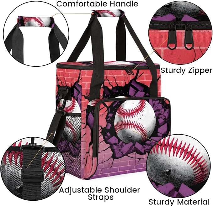 Graffiti Baseball Coffee Maker Carrying Bag Sport Baseball Travel Storage Bag Compatible with K-Mini or K-Mini Plus Single Serve Coffee Brewer Carrying Case with Multiple Pockets &amp Shoulder Stra