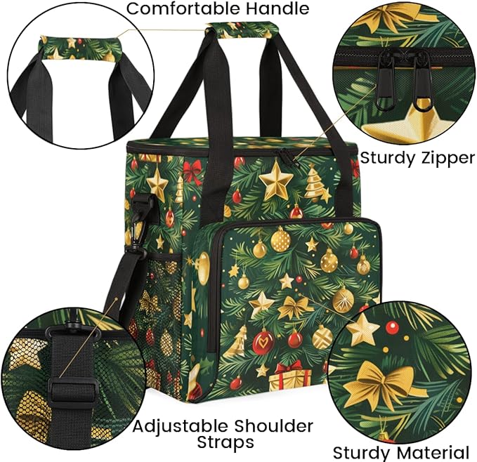 Christmas Festivals Coffee Maker Carrying Bag Magical Tree Travel Storage Bag Compatible with K-Mini or K-Mini Plus Single Serve Coffee Brewer Carrying Case with Multiple Pockets &amp Shoulder Stra