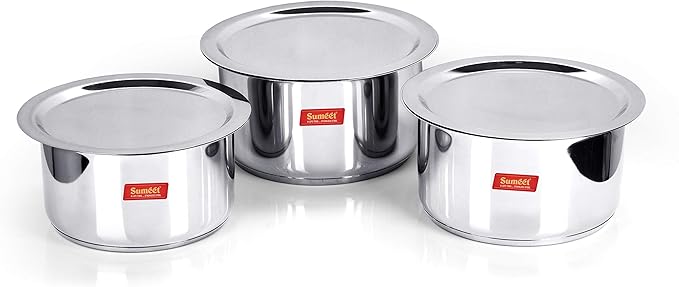Sumeet Stainless Steel Tope Set 4 5 6 L 3 Piece (Steel)