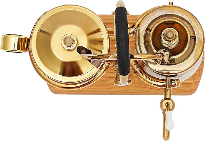 Belgian/Belgium Royal Family Balance Siphon/Syphon Coffee Maker Elegant Double Ridged Fulcrum with Tee handle (Classic Gold400ml/13.53oz)
