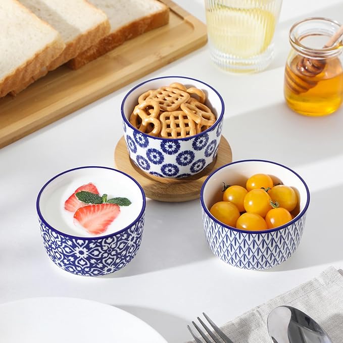 vancasso SELENE Plates and Bowls Set for 6 24 Pieces Dinnerware Sets and 6 oz Ceramic Ramekins Set of 6 Microwave &amp Dishwasher Safe