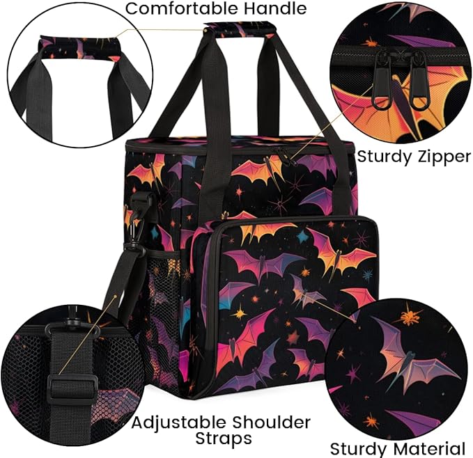 Gothic Bat Coffee Maker Carrying Bag Magic Bat Portable Travel Storage Tote Bag Compatible with K-Mini or K-Mini Plus Single Serve Coffee Brewer Carrying Case with Multiple Pockets &amp Shoulder St