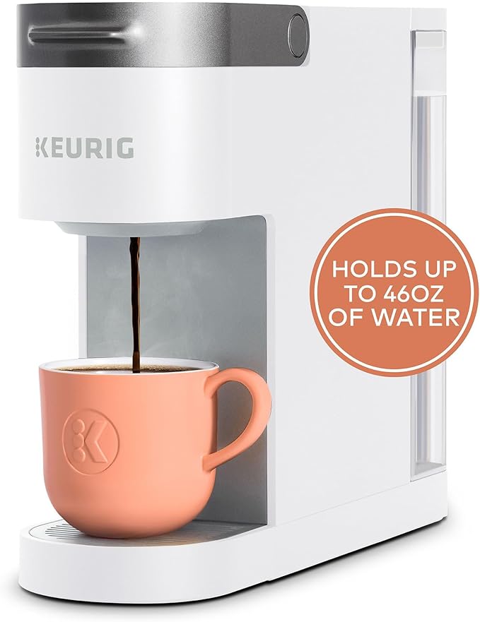 Keurig K-Slim Single Serve K-Cup Pod Coffee Maker Multistream Technology 3 Brew Sizes Slim and Sleek Design 46oz Removable Reservoir White