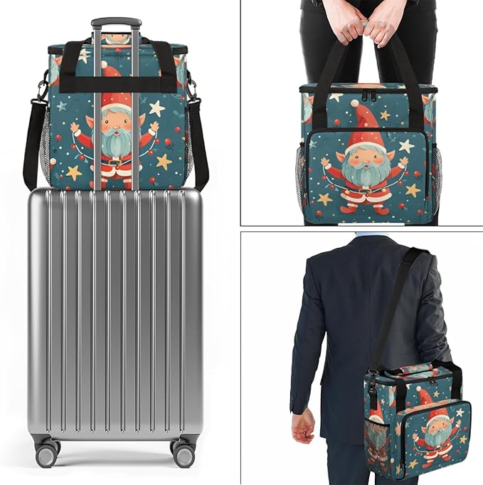Mystical Santa Claus Coffee Maker Carrying Bag Xmas Santa Claus Travel Storage Bag Compatible with K-Mini or K-Mini Plus Single Serve Coffee Brewer Carrying Case with Pockets &amp Shoulder Strap