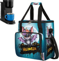Halloween Bats Flower Moon Coffee Maker Carring Bag Travel Carrying Storage Tote Bag Compatible with Keurig K-Mini or K-Mini Plus Portable Single Serve Coffee Brewer Case with Pockets for K-cup Pods