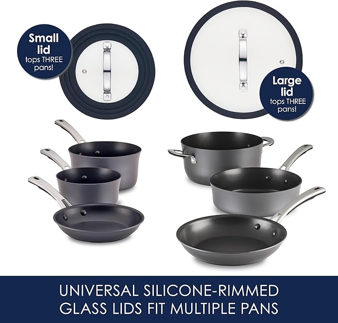 Rachael Ray Cook + Create Hard Anodized Nonstick Cookware/Pots and Pan Set 10 Piece - Black