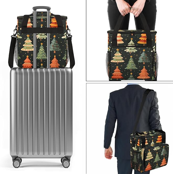 Christmas Festivals Coffee Maker Carrying Bag Magic Tree Travel Storage Bag Compatible with K-Mini or K-Mini Plus Single Serve Coffee Brewer Carrying Case with Multiple Pockets &amp Shoulder Strap
