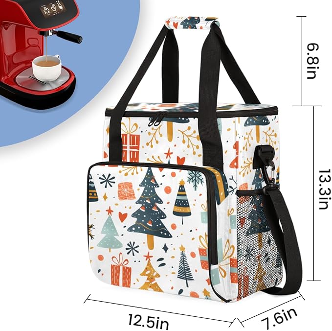 Magical Tree Coffee Maker Carrying Bag Christmas Gift Travel Storage Bag Compatible with K-Mini or K-Mini Plus Single Serve Coffee Brewer Carrying Case with Multiple Pockets &amp Shoulder Strap