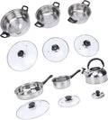 Haofy Kitchen Pots Pans Set All in One Stainless Steel Ergonomic Grip Versatile Cooking Collection with Saucepan Kettle For Home Chefs Beginners Sauting Simmering Giving
