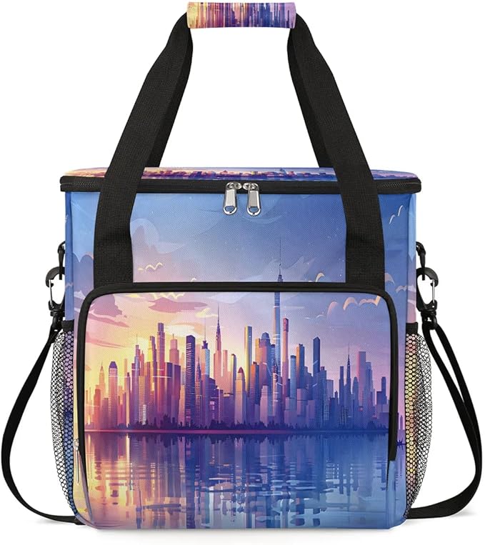Sunset Urban Landscape Coffee Maker Travel Bag for K-Mini or K-Mini Plus Single Serve Coffee Brewer Portable Storage Tote Case for Tarvel