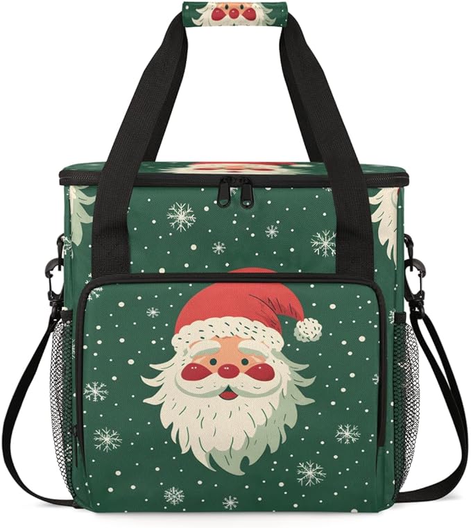 Abstract Santa Claus Coffee Maker Carrying Bag Portable Travel Storage Tote Bag Compatible with K-Mini or K-Mini Plus Single Serve Coffee Brewer Carrying Case with Multiple Pockets &amp Shoulder St