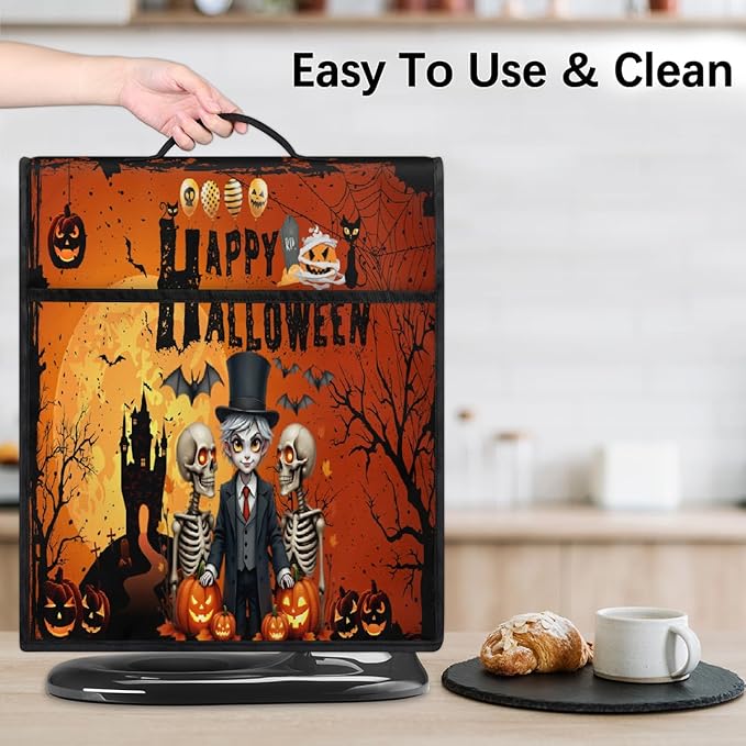 cfpolar Kitchen Aid Mixer Cover Compatible with 6-8 Quarts Skeleton Prince Pumpkin Bat Halloween Stand Mixer Cover Kitchen Aid Mixers Accessories Appliance Organizer Bag Dust Covers with Zipper Pocket