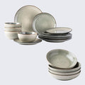 AmorArc Ceramic Dinnerware Sets for 4 12 Pieces Handpainted Plates and Bowls Set with Reactive Glaze Scratch Resistant Stoneware Dishes Set Dishwasher &amp Microwave Safe (16pc)