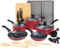 Ecolution Easy Clean Ceramic Nonstick Cookware Set Dishwasher Safe Kitchen Pots and Pans Set Comfort Grip Handle Even Heating Ultimate Food Release 26-Piece Red