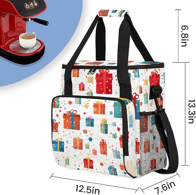 Christmas Gift Box Coffee Maker Carrying Bag Colorful Graffiti Travel Storage Bag Compatible with K-Mini or K-Mini Plus Single Serve Coffee Brewer Carrying Case with Pockets &amp Shoulder Strap