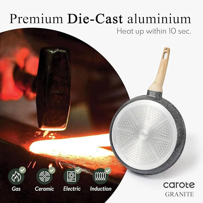 CAROTE 44pcs Pots and Pan Set Nonstick Cookware Sets Cooking Set Non Stick Induction Cook Ware with Bakeware Set Kitchen Knife Set