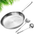 Titanium Frying Pan Titanium Hammered Cookware Set Pro Pure Titanium Frying Cookware Pan With Lid For Cooking Suitable For All Stovetops No Coating | Non-Stick (Without lid 11.1in)