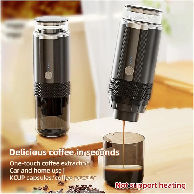 Portable Coffee Machine Portable Electric Espresso Machine One-button Operation Recharable Handheld Coffee Maker Coffee Tea Powder Suitable for Travelfor Outdoor Travel Picnic