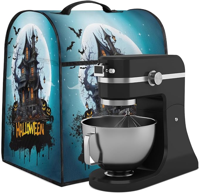 cfpolar Kitchen Aid Mixer Cover Compatible with 6-8 Quarts Halloween Bat Castle Moon Stand Mixer Cover Kitchen Aid Mixers Accessories Appliance Organizer Bag Dust Covers with Zipper Pocket