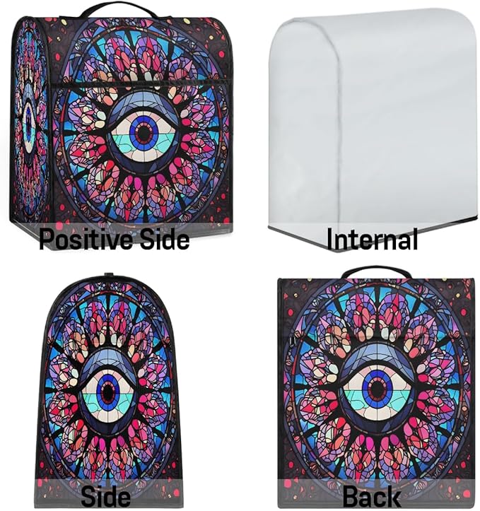 cfpolar Kitchen Aid Mixer Cover Compatible with 6-8 Quarts Evil Eye Glass Painting Stand Mixer Cover Kitchen Aid Mixers Accessories Appliance Organizer Bag Dust Covers with Zipper Pocket