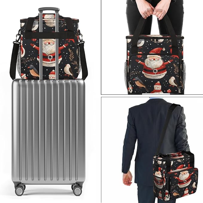 Fantastic Santa Claus Coffee Maker Carrying Bag Christmas Santa Claus Travel Storage Bag Compatible with K-Mini or K-Mini Plus Single Serve Coffee Brewer Carrying Case with Pockets &amp Shoulder St