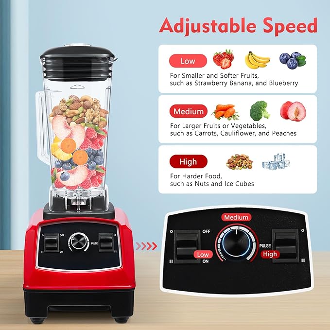 Professional Smoothie Blender 2200W Electric Blender with 6-edge Blade 68oz BPA Free Jar Small Smoothie Blender with Low Noise for Milkshakes Smoothies Sauces Fresh Juices