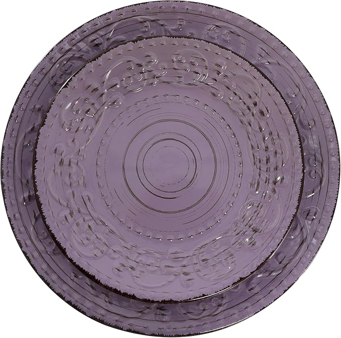 16-Piece Stoneware Dinnerware Set – Ocean Bloom Sea Glass Mica Calcite Jasper &amp Deep Ocean – Microwave Safe Dishwasher Safe Service for 4 with Reactive Glaze Finish (Purple)