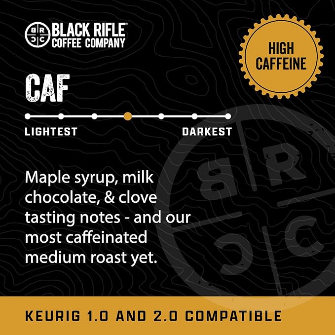 Black Rifle Coffee Company CAF 32 Count Medium Roast K Cups - Single Serve K Cups Coffee Pods - Kcup Pods Compatible with Keurig 1.0 &amp 2.0 - Made from Arabica Beans