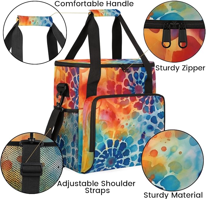 Watercolor Explosion Coffee Maker Carrying Bag Colorful Powder Travel Storage Bag Compatible with K-Mini or K-Mini Plus Single Serve Coffee Brewer Carrying Case with Pockets &amp Shoulder Strap