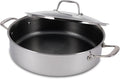 T-Fal HybridMesh Tri-Ply Stainless Steel 6 Quart Shallow Pan With Lid Induction Oven Safe 500F Metal Utensil Safe Ideal For Searing Cookware Dishwasher Safe Needs Pre-Heating Silver/Black
