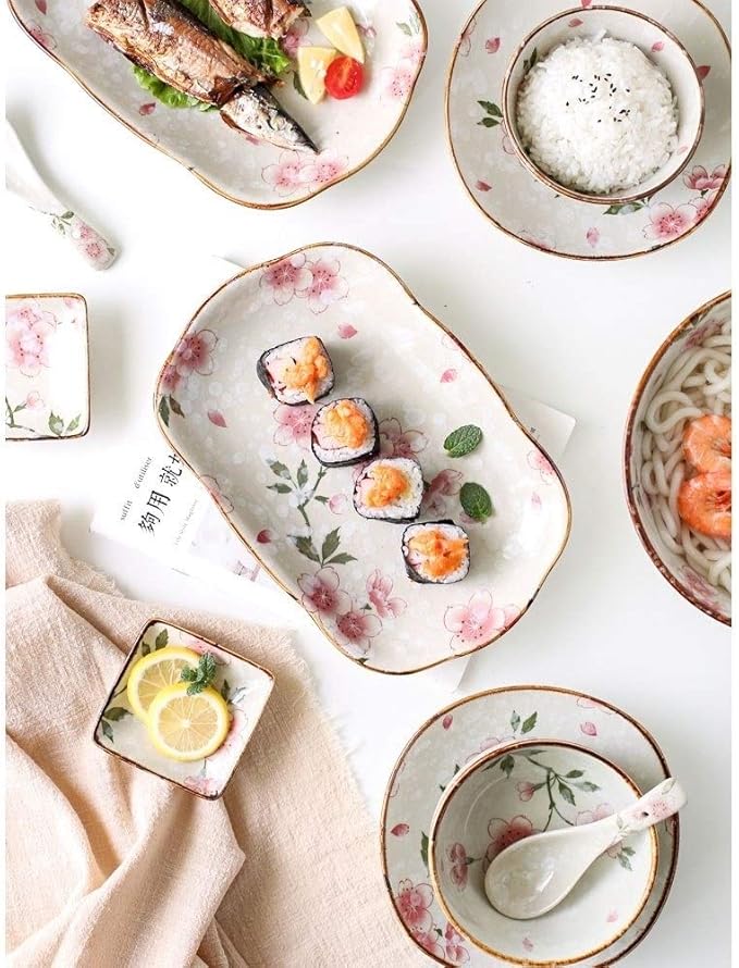 Porcelain Dinnerware Sets Plates and Bowls Sets Durable Kitchen Dinnerware Set BPA-Free Dishwasher Safe Plates and Bowls Set for Picnic RV Use