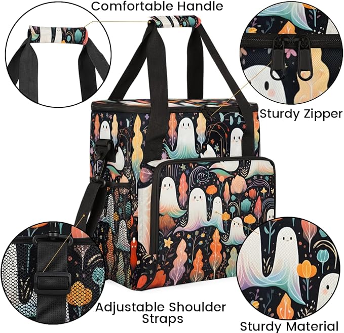 Dreamy Halloween Ghosts Coffee Maker Carrying Bag Travel Storage Bag Compatible with K-Mini or K-Mini Plus Single Serve Coffee Brewer Carrying Case with Multiple Pockets &amp Shoulder Strap
