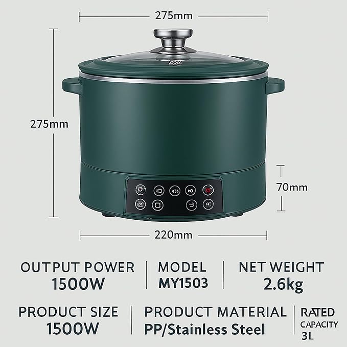 3L Low Sugar Rice Cooker with Lifting Steamer Basket Electric Stainless Steel Rice Maker Carb Reducing Fast Heating 3-Speed Touch Control Compact for Dorm Home Kitchen UseWhite