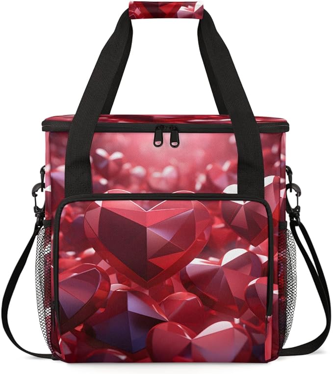 Heart Diamond Coffee Maker Carrying Bag Portable Travel Storage Tote Bag Compatible with K-Mini or K-Mini Plus Single Serve Coffee Brewer Carrying Case with Multiple Pockets &amp Shoulder Strap