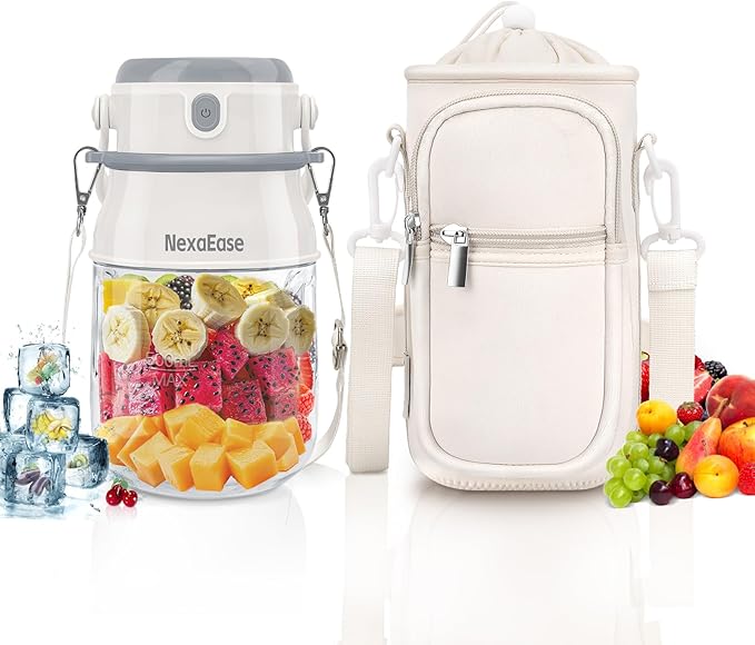 Portable Blender for Shakes and Smoothies- Personal Juicer 27 OZ Electric Protein Shaker Bottle with Insulated Sleeve USB-C RechargeableTravel Lid- Small Blender Cup for Kitchen Office GymTrave