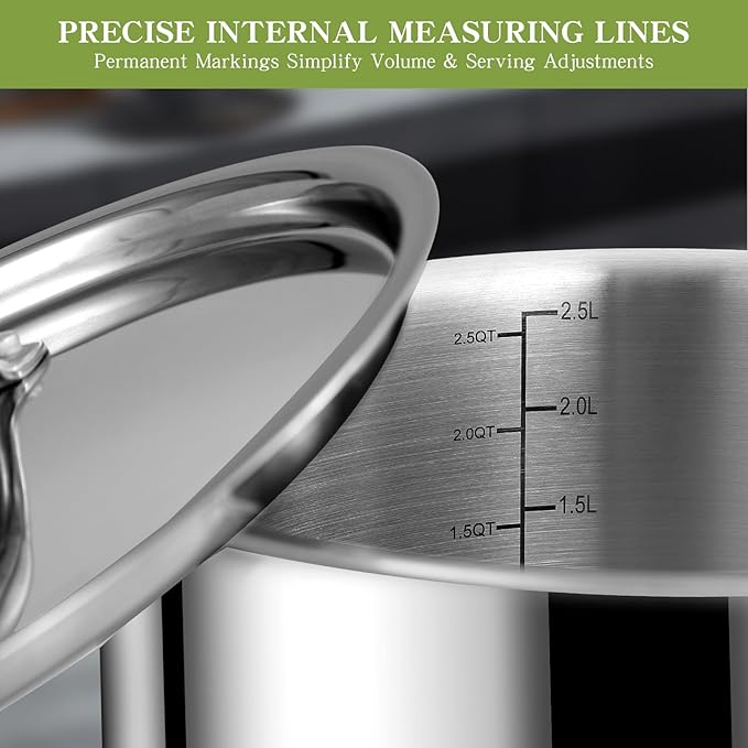 Triple Ply Stainless Steel Pots and Pans Set EWFEN 12 Piece Induction Cookware Set Oven Dishwasher Safe | Frying Pans Saucepans Saute Pan &amp Stock Pot PFOA Free Kitchen Skillet