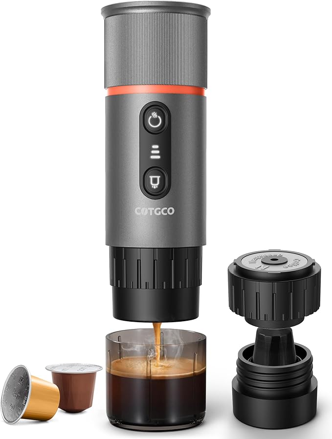 Portable Espresso Coffee Maker Travel Coffee Maker for Camping 20 Bar Self‑Heating Rechargeable with USB-C with NS Capsule for Car/Travel/Camping