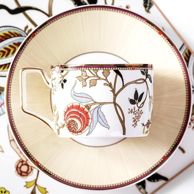 8 Piece Dinnerware Sets Bone China Dinner Plate Coffee cup set Scratch Resistant Microwave Oven Dishwasher Safered flowers