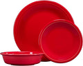 Fiesta® Classic Rim 3-Piece Dinnerware Set – Durable Ceramic Lead-Safe Dishwasher/Microwave/Oven Safe – Made in USA Dinnerware - Scarlet