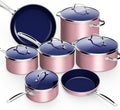 Nuwave 12pc Forged Lightweight Cookware Set G10 Healthy Duralon Ceramic Ultra Non-Stick Coating Vented Tempered Glass Lids Stay-Cool Handles Induction-Ready &amp Works on All Cooktops PFAS Free