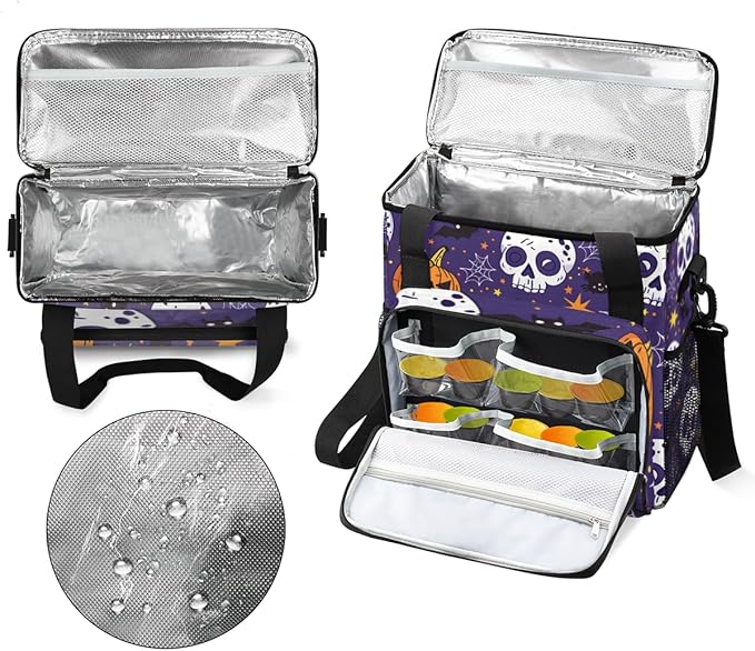 Skulls Pumpkins Coffee Maker Carrying Bag Portable Travel Storage Tote Bag Compatible with K-Mini or K-Mini Plus Single Serve Coffee Brewer Carrying Case with Multiple Pockets &amp Shoulder Strap