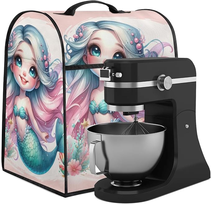 cfpolar Kitchen Aid Mixer Cover Compatible with 6-8 Quarts Mermaid Shell Ocean Stand Mixer Cover Kitchen Aid Mixers Accessories Appliance Organizer Bag Dust Covers with Zipper Pocket
