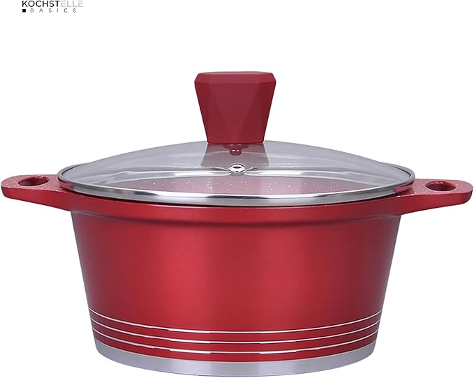Non Stick Cookware Set Marble 13Pieces Black Kochstelle Basics… (Red)