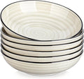 vancasso Bonbon Pasta Bowls Set of 6 38 Oz Ceramic Salad Bowls Wide and Shallow Bowls Set Large Serving Bowls for Kitchen Beige