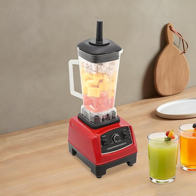 2200W Professional Smoothie Blender2L Large Capacity Commercial Blender With 10-Speed Settings 24000 Rpm High Power Blenders For Restaurant Kitchen (red)