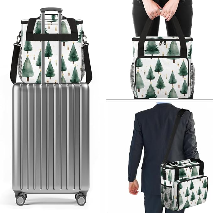 Christmas Tree Coffee Maker Carrying Bag Cute Tree Travel Storage Bag Compatible with K-Mini or K-Mini Plus Single Serve Coffee Brewer Carrying Case with Multiple Pockets &amp Shoulder Strap