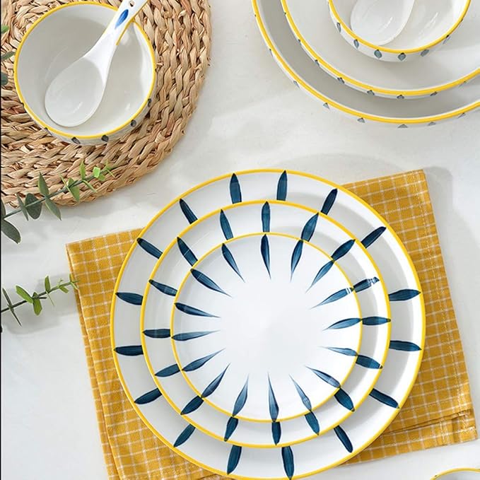 Dishes/Plate/Bowl Set33 Piece Dinnerware SetService for 6High Temperature Ceramic Dinner SetDishwasher and Oven Safe