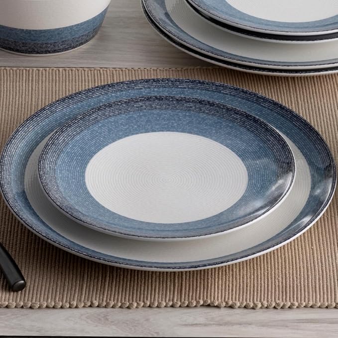 Noritake Colorscapes Layers Navy 12-Piece Coupe Dinnerware Set Service for 4